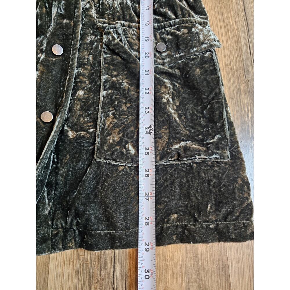 Lucky Brand Green Crushed Velvet Cinch Waist Button Jacket Women's S Military - Picture 8 of 9